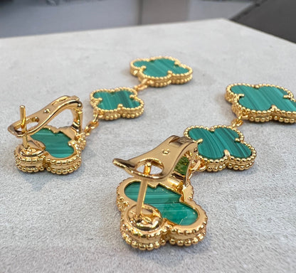 [Marin-Jewelry]CLOVER MALACHITE 3 MOTIFS GOLD