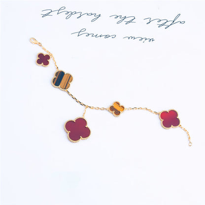 [Marin-Jewelry]CLOVER BRACELET 5 MOTIFS CARNELIAN TIGER EYE