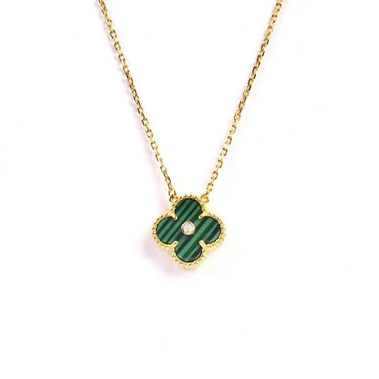 [Marin-Jewelry]CLOVER 15MM DIAMOND TURQUOISE NECKLACE