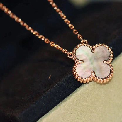 [Marin-Jewelry]CLOVER 15MM  GRAY MOTHER OF PEARL NECKLACE