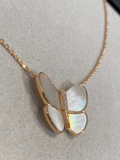 [Marin-Jewelry]BUTTERFLY GOLD MOP DIAMOND NECKLACE