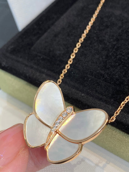 [Marin-Jewelry]BUTTERFLY GOLD MOP DIAMOND NECKLACE