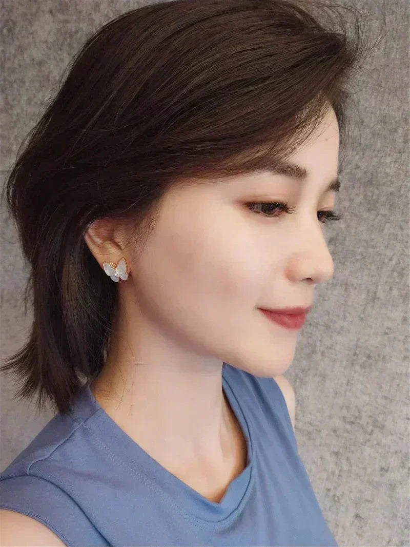 [Marin-Jewelry]BUTTERFLY MOP DIAMOND EARRINGS