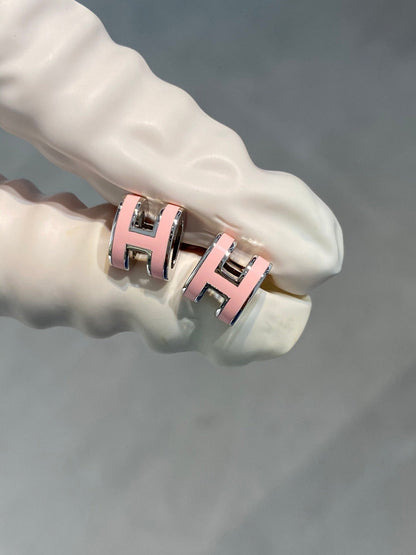 [Marin-Jewelry]MINI POP H SILVER EARRINGS PINK