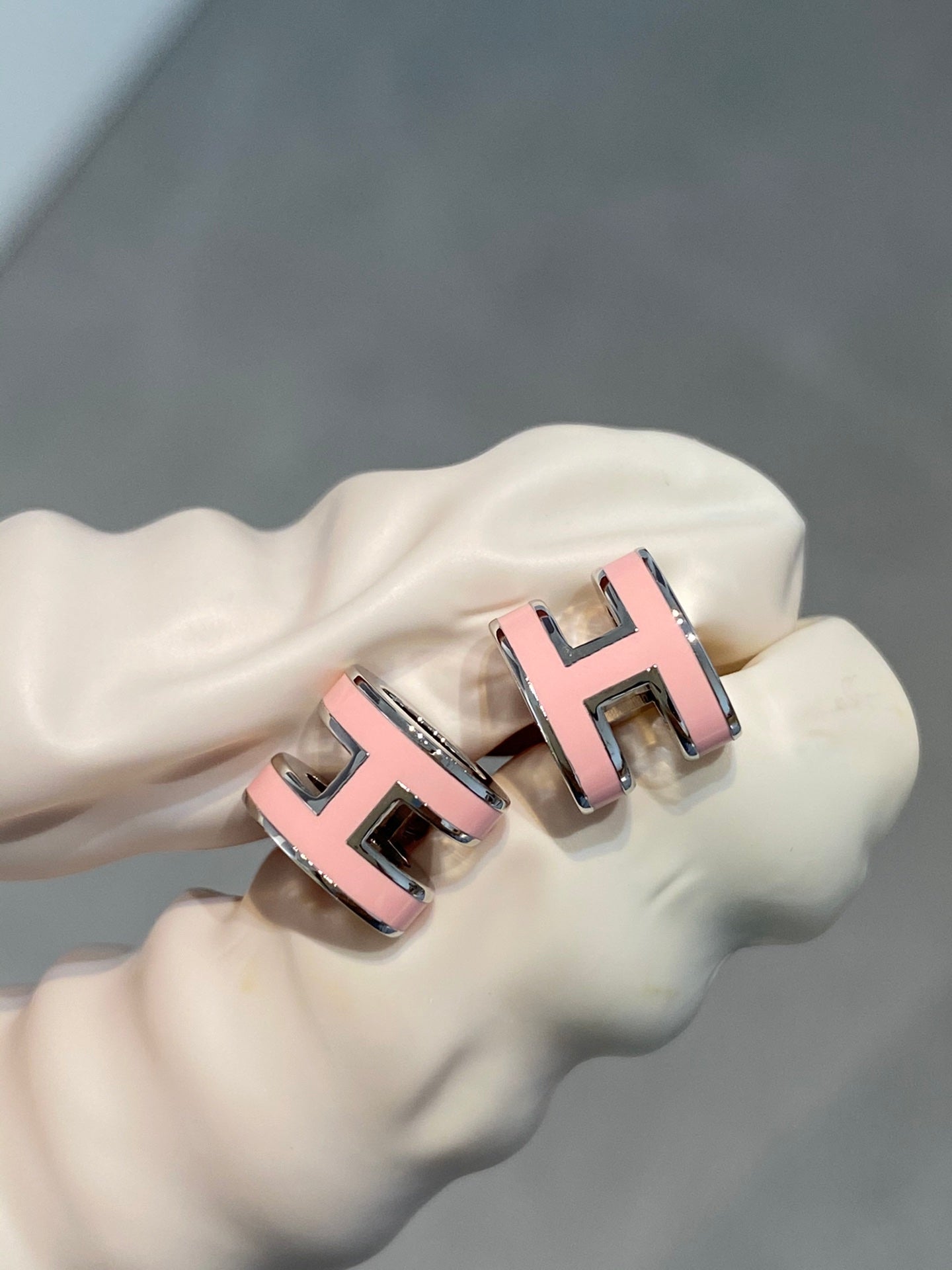 [Marin-Jewelry]MINI POP H SILVER EARRINGS PINK