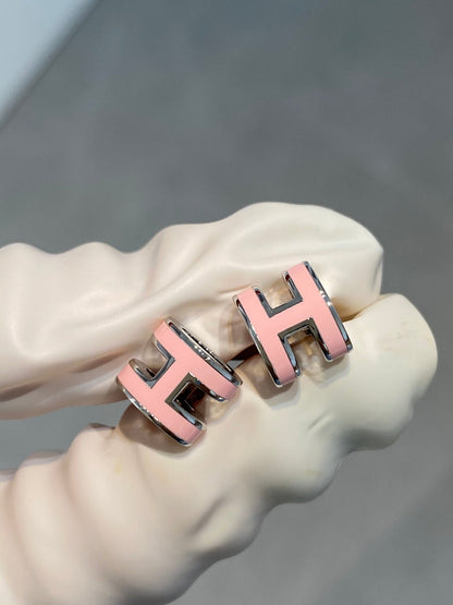 [Marin-Jewelry]MINI POP H SILVER EARRINGS PINK