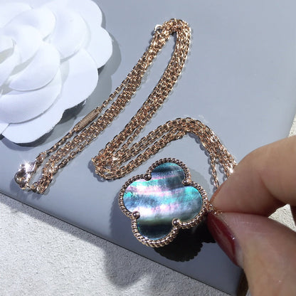 [Marin-Jewelry]CLOVER 25MM GOLD DARK MOP BIG CLOVER NECKLACE