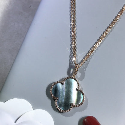 [Marin-Jewelry]CLOVER 25MM GOLD DARK MOP BIG CLOVER NECKLACE
