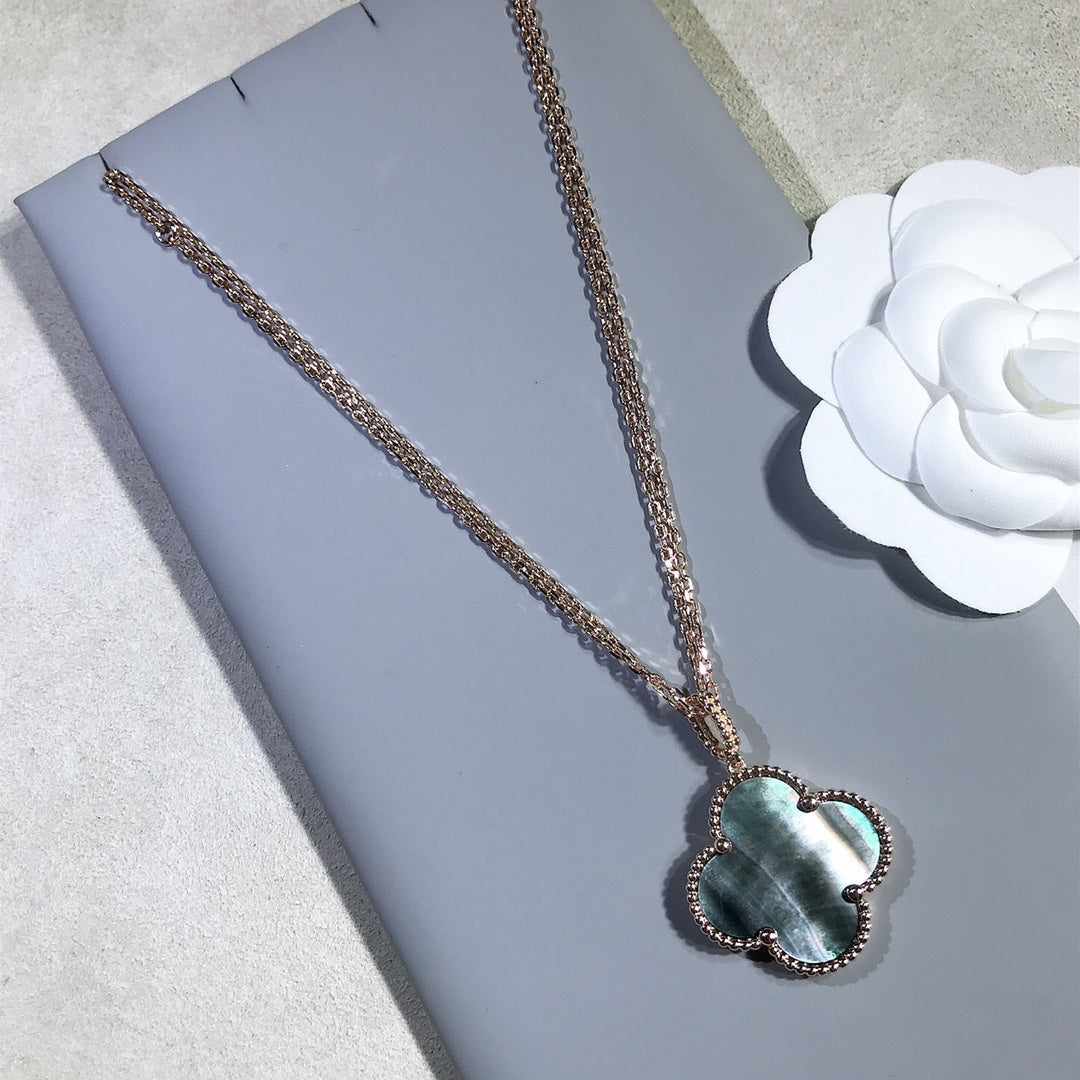 [Marin-Jewelry]CLOVER 25MM GOLD DARK MOP BIG CLOVER NECKLACE