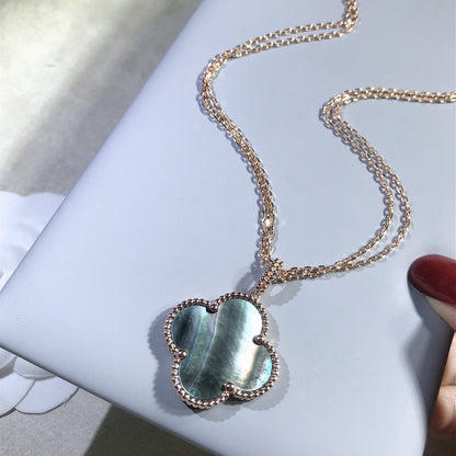 [Marin-Jewelry]CLOVER 25MM GOLD DARK MOP BIG CLOVER NECKLACE