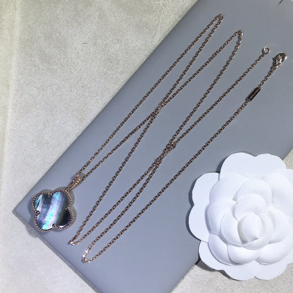 [Marin-Jewelry]CLOVER 25MM GOLD DARK MOP BIG CLOVER NECKLACE