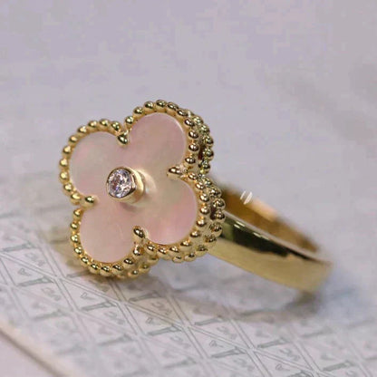 [Marin-Jewelry]CLOVER PINK MOP RING GOLD DIAMOND