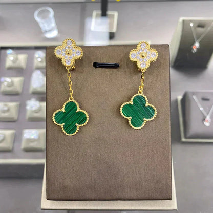 [Marin-Jewelry]CLOVER  2 MOTIFS  DIAMOND  EARRINGS (MULTIPLE CHOICESç´