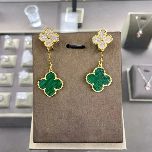 [Marin-Jewelry]CLOVER  2 MOTIFS  DIAMOND  EARRINGS (MULTIPLE CHOICESç´