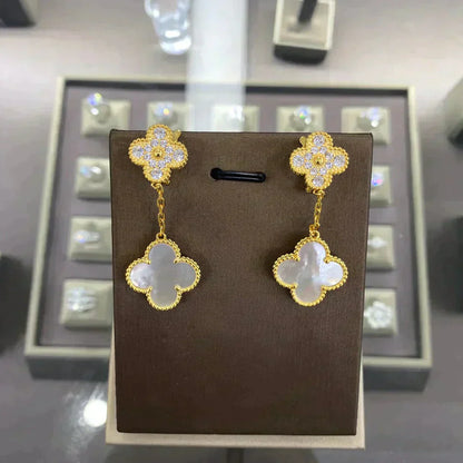 [Marin-Jewelry]CLOVER  2 MOTIFS  DIAMOND  EARRINGS (MULTIPLE CHOICESç´