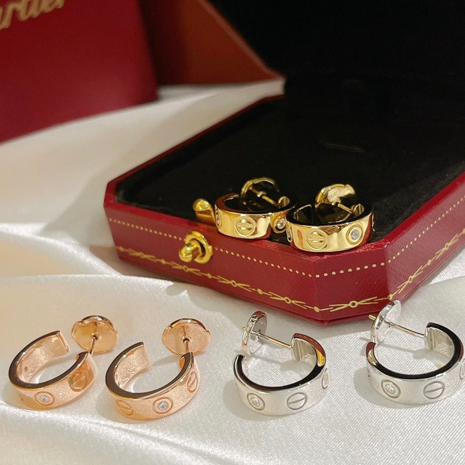 [Marin-Jewelry]LOVE EARRINGS 5.7MM 2 DIAMONDS