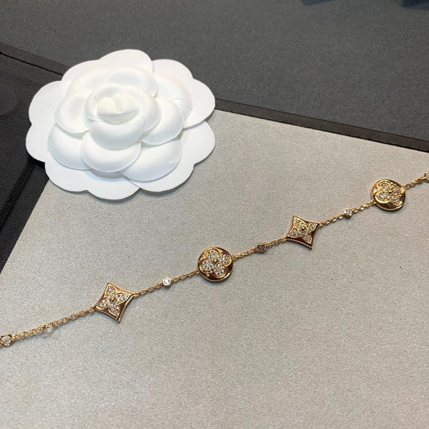 [Marin-Jewelry]STAR AND SUN 4 MOTIFS GOLD DIAMONDS BRACELET