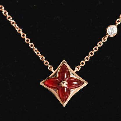 [Marin-Jewelry]STAR NECKLACE PINK GOLD 1 DIAMOND