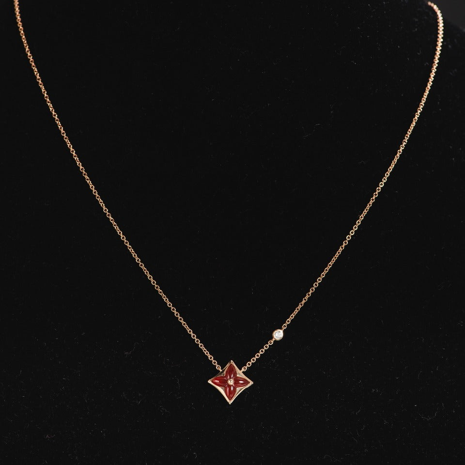 [Marin-Jewelry]STAR NECKLACE PINK GOLD 1 DIAMOND
