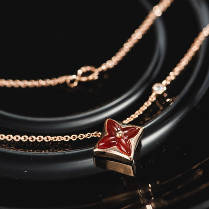 [Marin-Jewelry]STAR NECKLACE PINK GOLD 1 DIAMOND