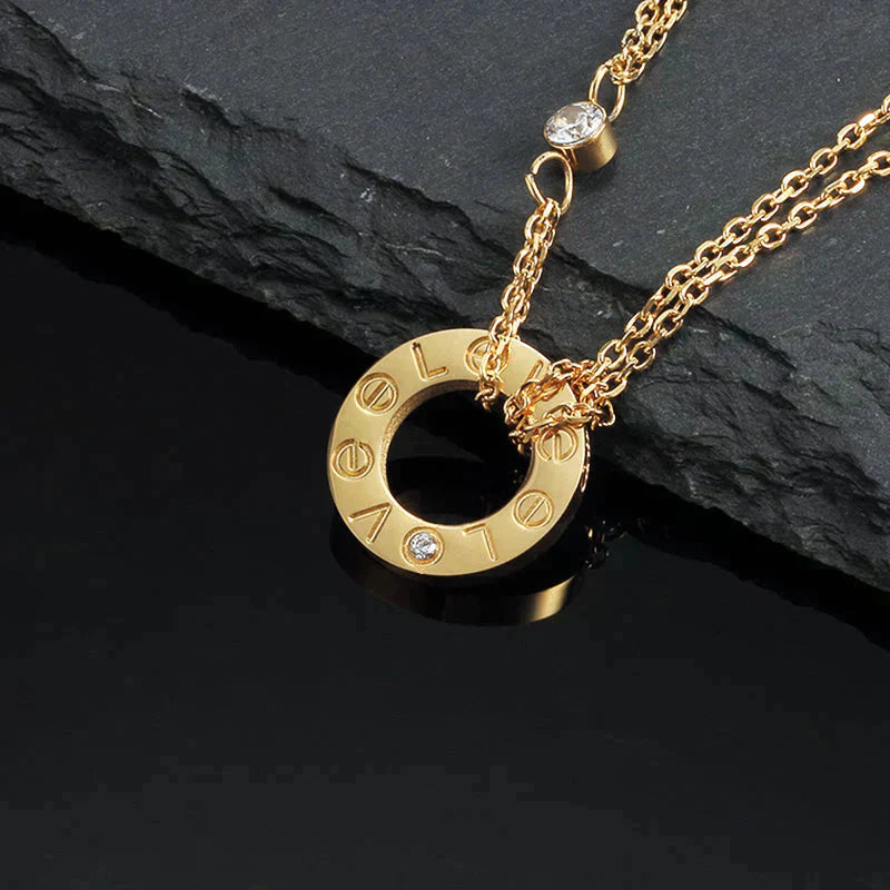 [Marin-Jewelry]LOVE NECKLACE 16MM 2 DIAMONDS