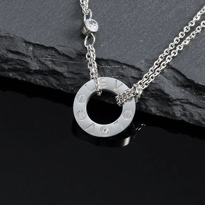 [Marin-Jewelry]LOVE NECKLACE 16MM 2 DIAMONDS