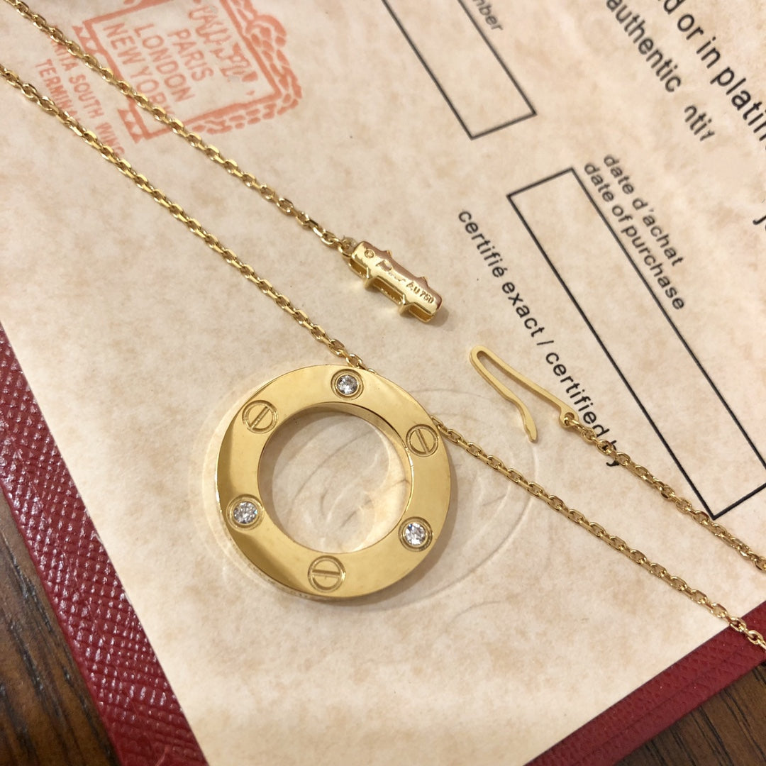 [Marin-Jewelry]LOVE NECKLACE 16MM 3 DIAMONDS