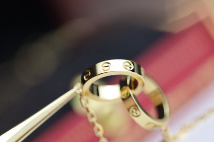 [Marin-Jewelry]LOVE NECKLACE DOUBLE RING GOLD