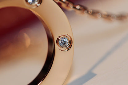 [Marin-Jewelry]LOVE NECKLACE 16MM 6 DIAMONDS PINK GOLD