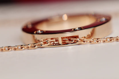 [Marin-Jewelry]LOVE NECKLACE 16MM 6 DIAMONDS PINK GOLD
