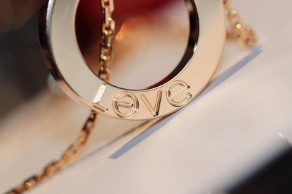 [Marin-Jewelry]LOVE NECKLACE 16MM 6 DIAMONDS PINK GOLD