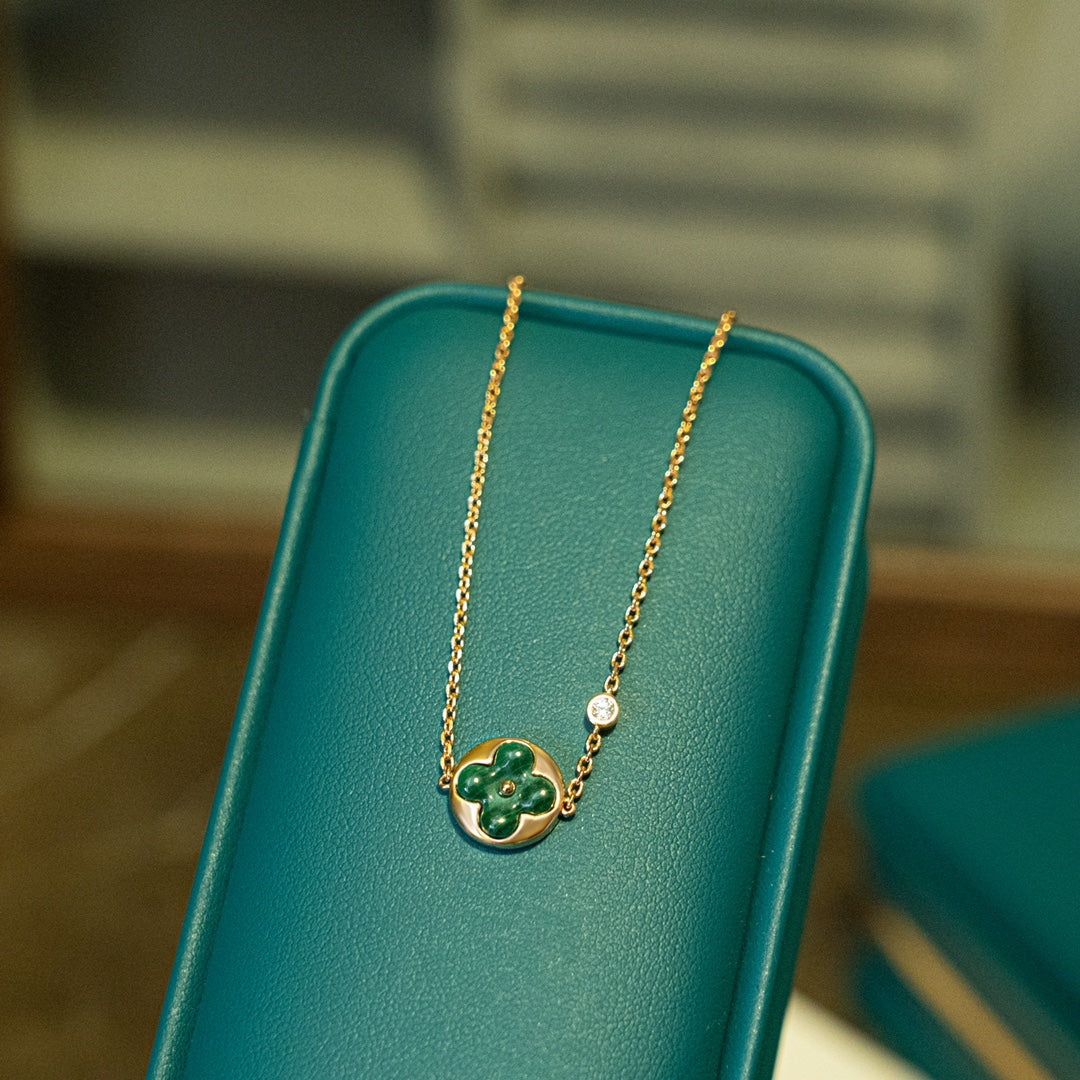 [Marin-Jewelry]SUN MALACHITE 1 DIAMOND PINK GOLD BRACELET