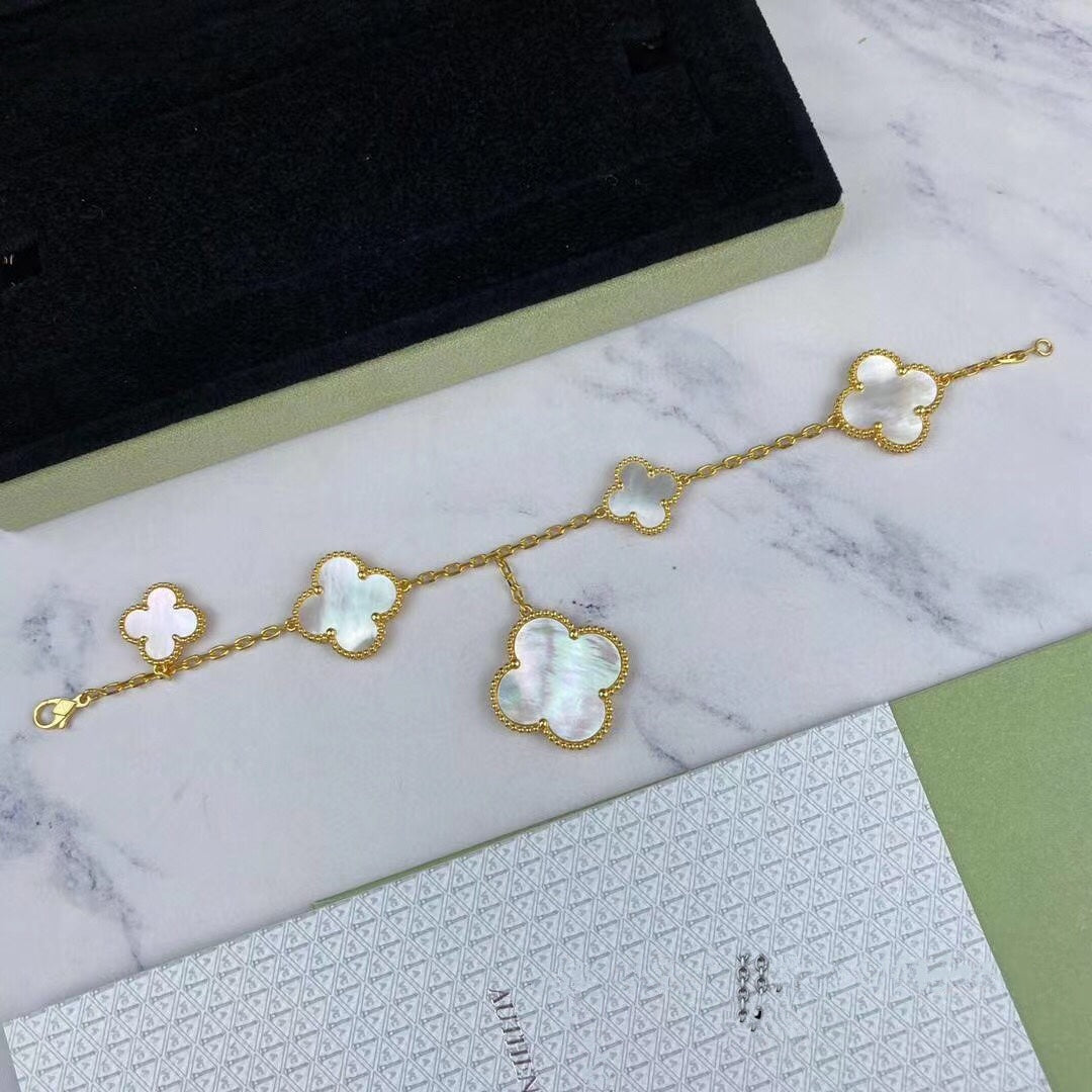 [Marin-Jewelry]MAGIC CLOVER MOP GOLD BRACELET 5 MOTIFS