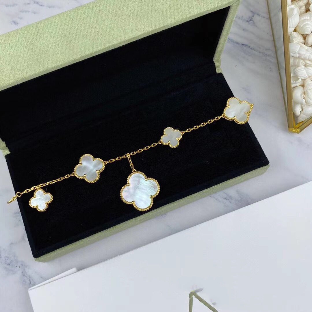 [Marin-Jewelry]MAGIC CLOVER MOP GOLD BRACELET 5 MOTIFS