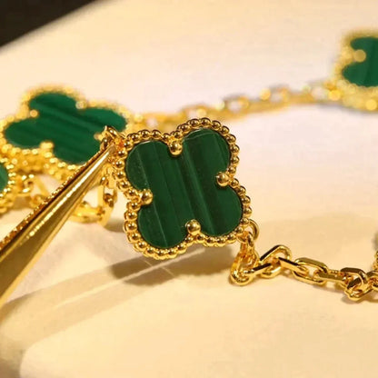 [Marin-Jewelry] CLOVER 5 MOTIF MALACHITE BRACELET COLLECTION