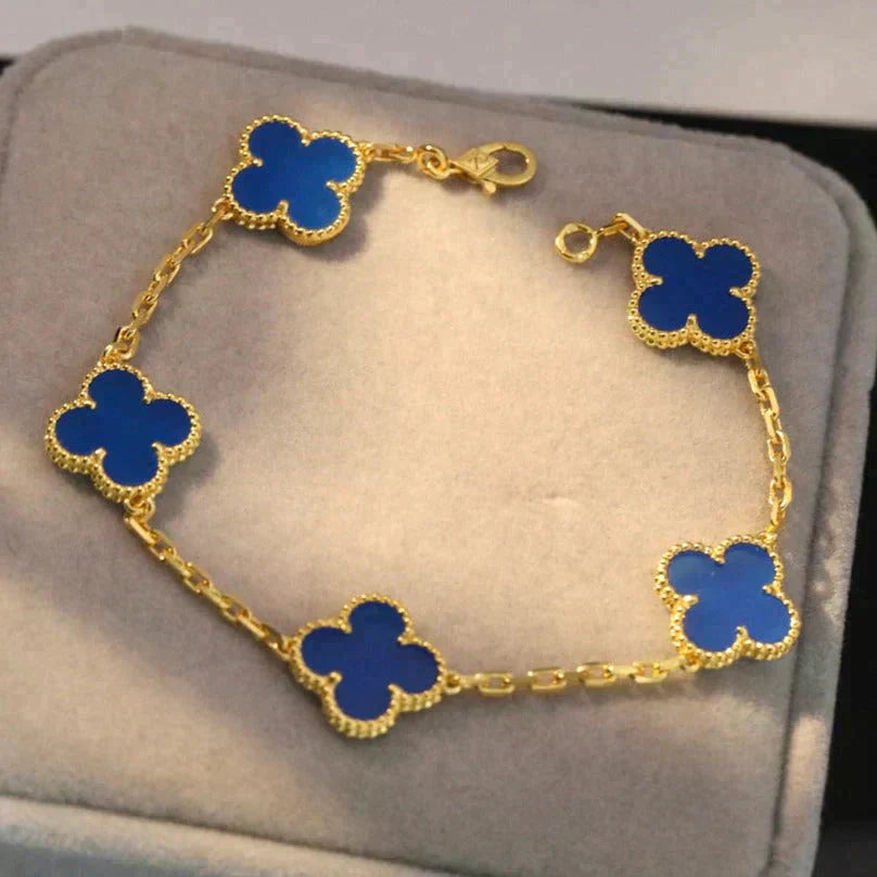 [Marin-Jewelry] CLOVER 5 MOTIF BLUE AGATE BRACELET COLLECTION