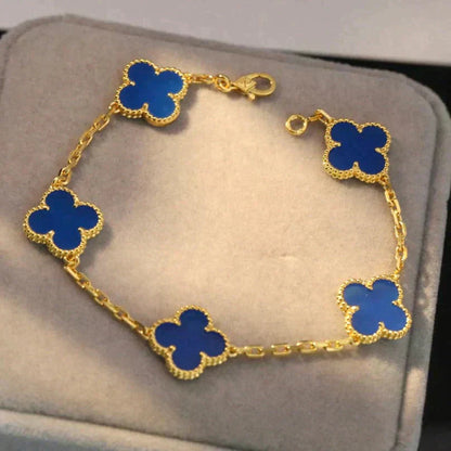 [Marin-Jewelry] CLOVER 5 MOTIF BLUE AGATE BRACELET COLLECTION