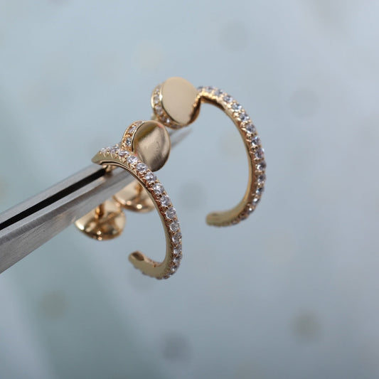 [Marin-Jewelry]JUSTE EARRINGS 12.75MM PINK GOLD DIAMOND