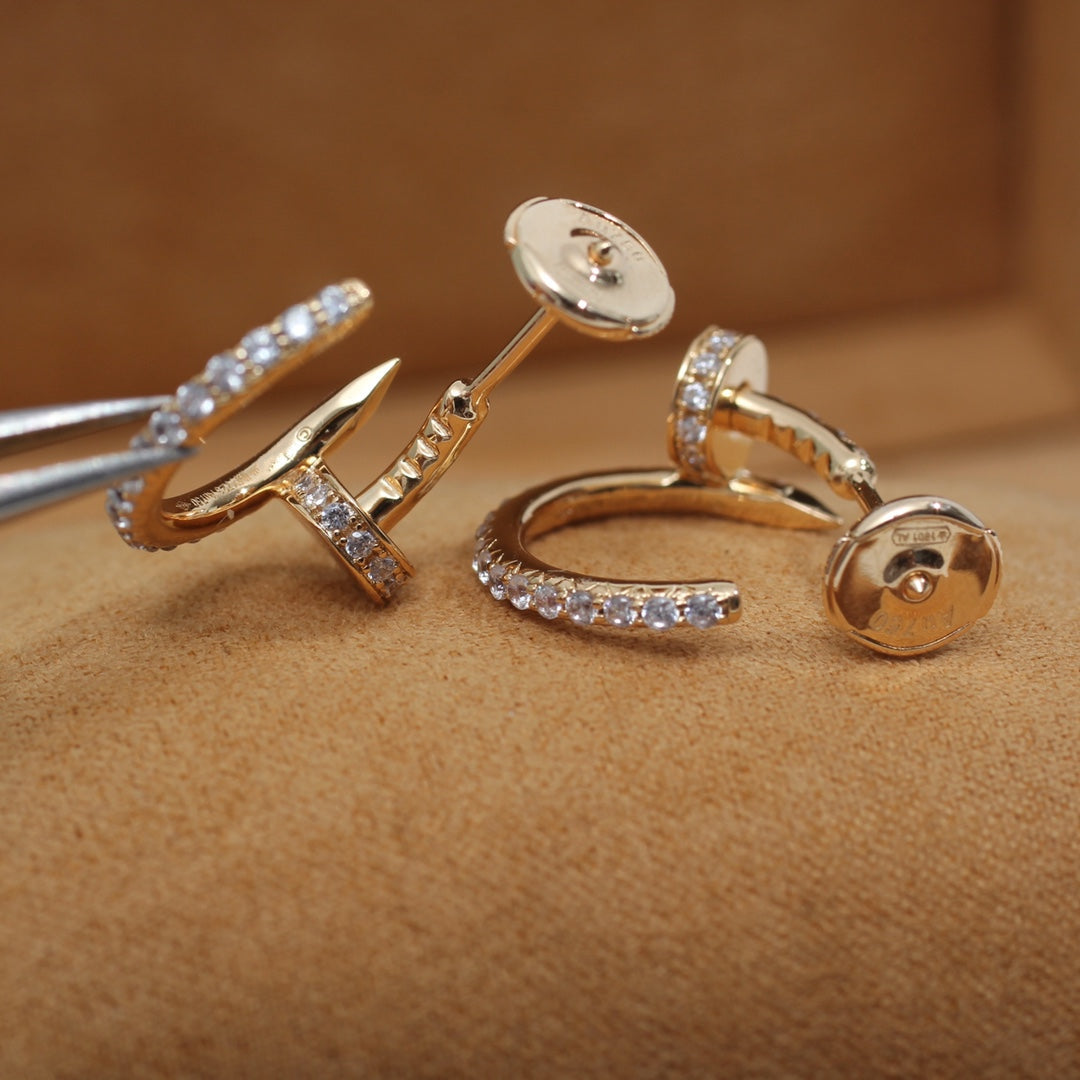 [Marin-Jewelry]JUSTE EARRINGS 12.75MM PINK GOLD DIAMOND