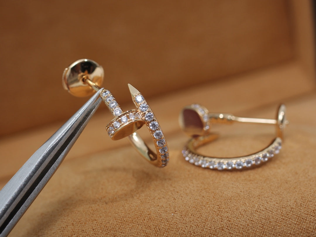 [Marin-Jewelry]JUSTE EARRINGS 12.75MM PINK GOLD DIAMOND