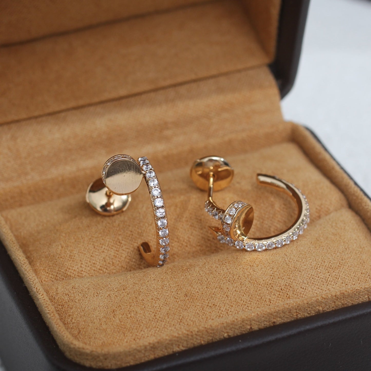 [Marin-Jewelry]JUSTE EARRINGS 12.75MM PINK GOLD DIAMOND