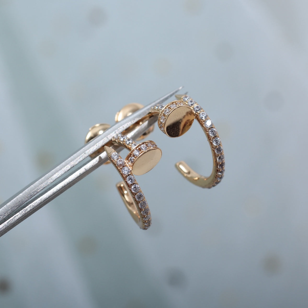 [Marin-Jewelry]JUSTE EARRINGS 12.75MM PINK GOLD DIAMOND