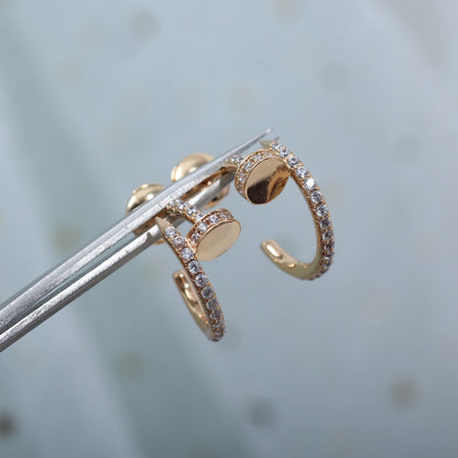 [Marin-Jewelry]JUSTE EARRINGS 12.75MM PINK GOLD DIAMOND
