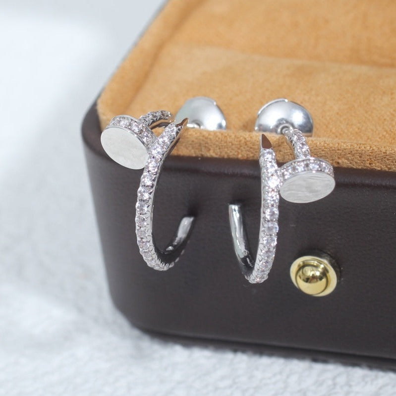 [Marin-Jewelry]JUSTE EARRINGS 12.75MM SILVER DIAMOND
