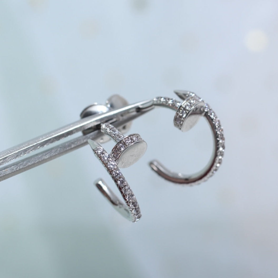 [Marin-Jewelry]JUSTE EARRINGS 12.75MM SILVER DIAMOND