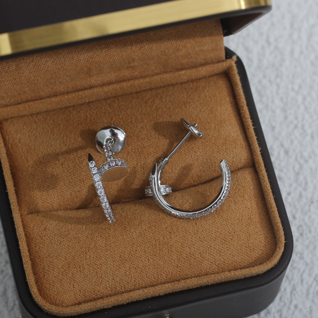[Marin-Jewelry]JUSTE EARRINGS 12.75MM SILVER DIAMOND