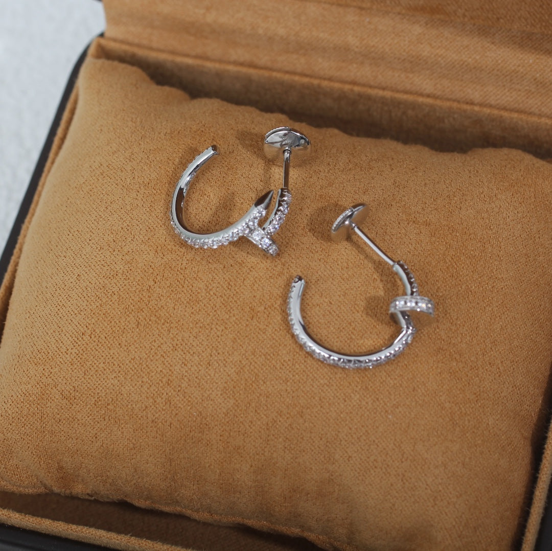 [Marin-Jewelry]JUSTE EARRINGS 12.75MM SILVER DIAMOND