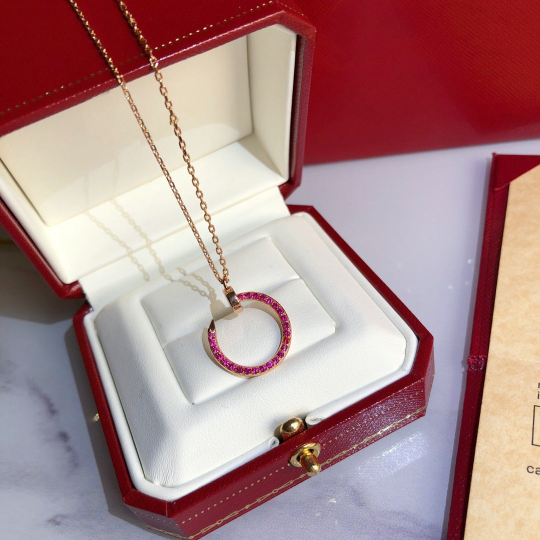 [Marin-Jewelry]JUSTE NECKLACE GOLD RED DIAMONDS