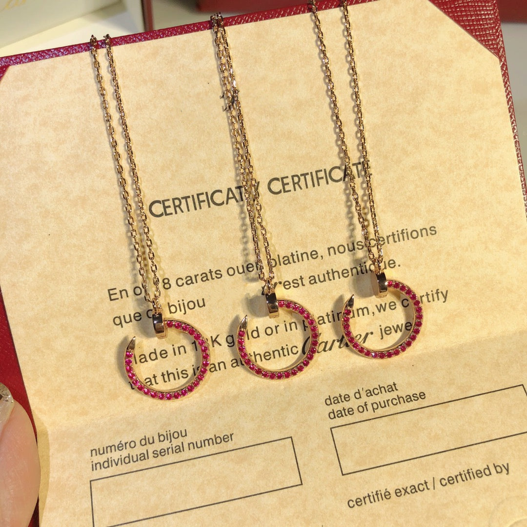 [Marin-Jewelry]JUSTE NECKLACE GOLD RED DIAMONDS