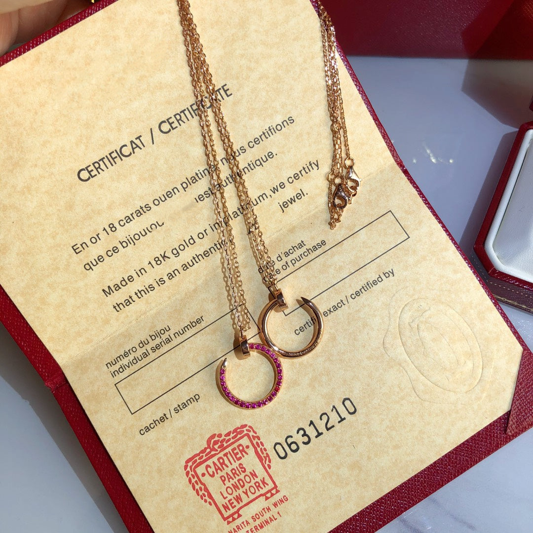 [Marin-Jewelry]JUSTE NECKLACE GOLD RED DIAMONDS